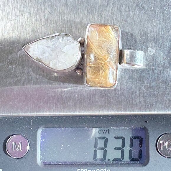 VTG Sterling Silver 925 Rutilated Quartz Bezel Set Pendant Size 1.75" Length - Picture 12 of 12